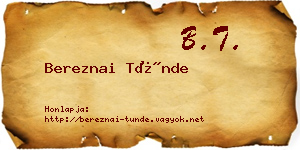 Bereznai Tünde névjegykártya